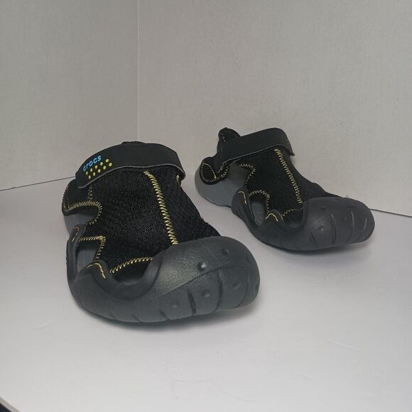 Crocs Swiftwater Black Mesh Fisherman Deck Sandals Men's Sz 12 Ankle Strap 15041 - Picture 12 of 16